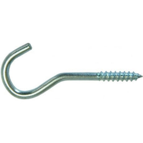 Durable zinc-plated screw hook, 3-7/8 inches long, ideal for indoor/outdoor hanging of tools and decor.