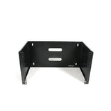 Durable 6U deep wall mounting bracket for patch panels, ideal for efficient space-saving in small offices or server rooms.