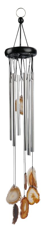 Agate slices wind chime measuring 49CM, showcasing unique patterns and emitting soothing sounds for serene decor.