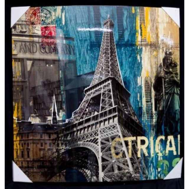 Set of 2 Eiffel Tower paintings, 100cm each, featuring unique concave and convex designs for a stylish Parisian decor.