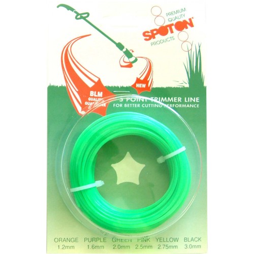 Premium green nylon weedeater line, 15m long, 2.0mm thickness, perfect for precise cutting in gardening and landscaping.