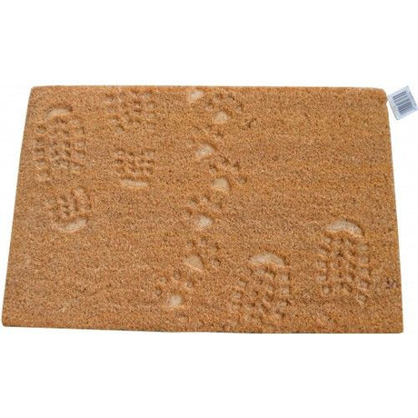 Eco-friendly coir door mat (60 x 40cm) with playful paws design, perfect for trapping dirt and welcoming guests.