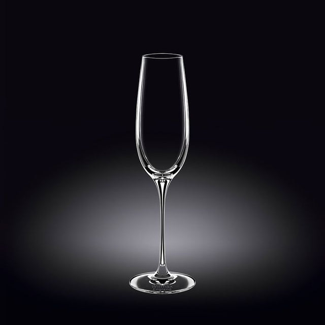 Elegant set of 2 lead-free crystalline 260ml champagne flutes, perfect for celebrations and showcasing sparkling beverages.