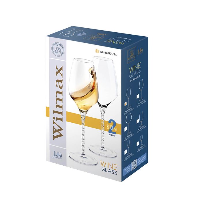 Elegant Julia Wine Glass Set of 2, 600ml, lead-free crystalline glass, perfect for any wine enthusiast.