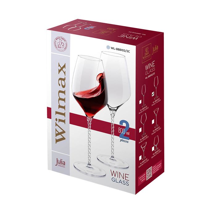 Elegant set of 2 Julia 800ML wine glasses, crafted from lead-free crystalline glass for an enhanced wine experience.