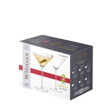 Elegant set of 2 lead-free crystalline martini glasses, 200ML capacity, showcasing clarity and durability for cocktail enjoyment.