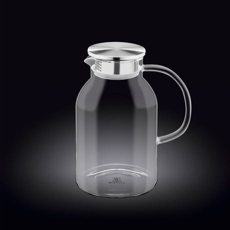 Thermo-glass urn with stainless steel lid, 2100ml capacity, perfect for hot or cold beverages, elegant and versatile kitchen accessory.