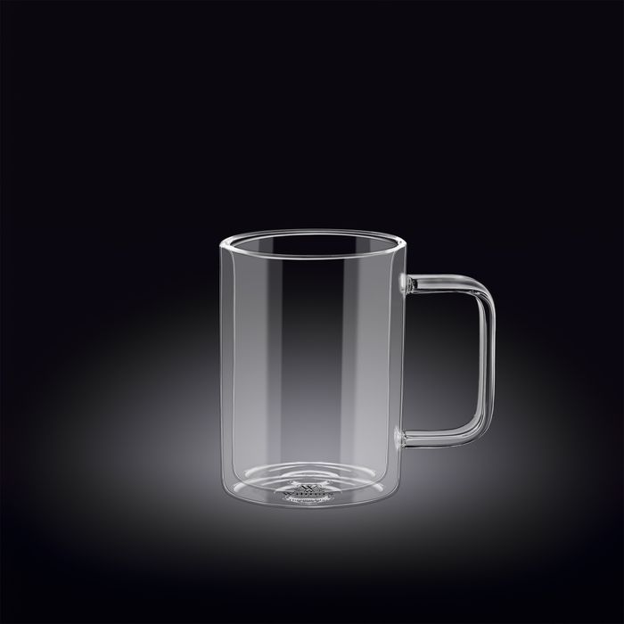 Elegant 250ml double-wall thermo glass cup, designed to maintain temperature and prevent condensation for hot and cold drinks.