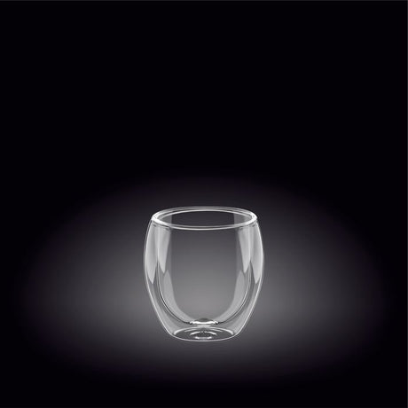 Elegant double-walled thermo glass (100ml) for hot or cold beverages, featuring thermal stability and a stylish design.