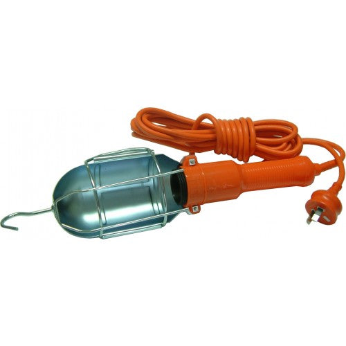 Xcel Inspection Lamp with 5m cord and top hook for hands-free lighting; perfect for mechanics and DIY tasks.