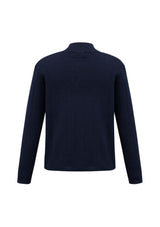 Men's navy pullover made of 80% Merino wool, perfect for casual or professional wear with a polished, comfortable fit.