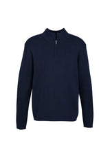 Navy wool-rich pullover for men in size S, crafted from 80% Merino wool; stylish, warm, and versatile for any occasion.