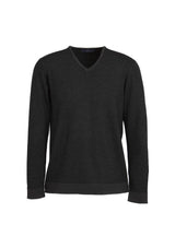 Men's black merino pullover in size XS, featuring a V-neck design, ideal for versatile layering and polished looks.