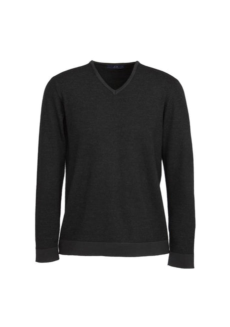 Men's black merino pullover in size XS, featuring a V-neck design, ideal for versatile layering and polished looks.