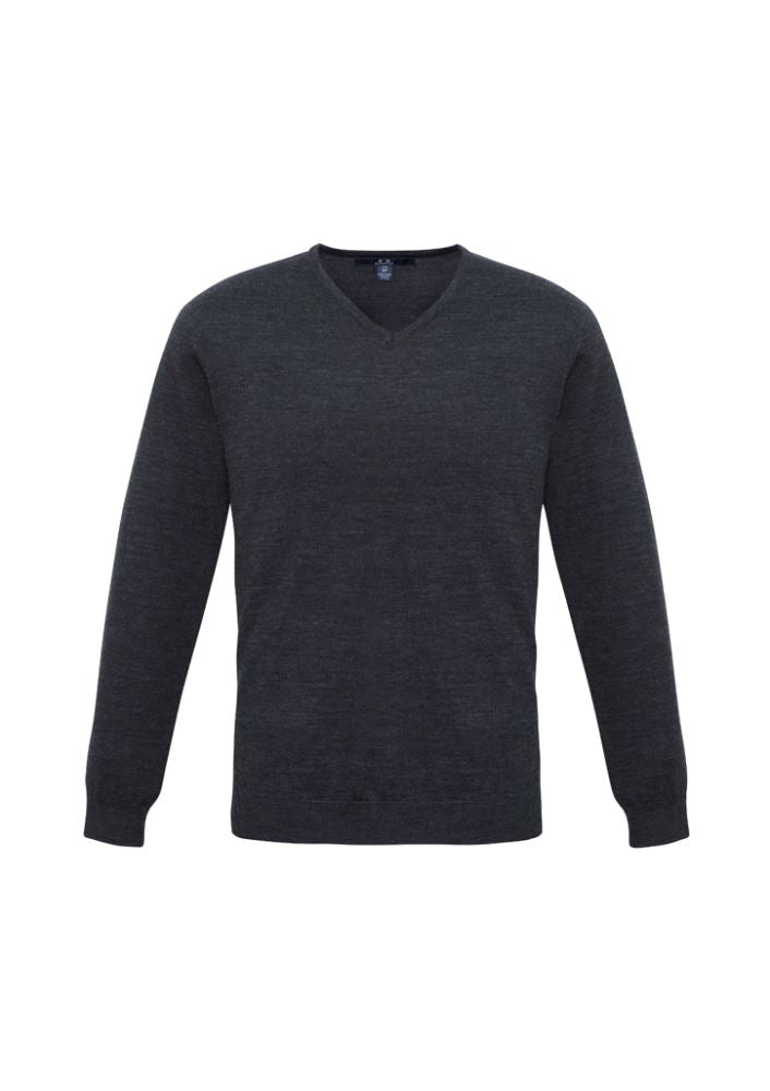 Men's Milano Pullover in Charcoal, 5XL, featuring V-neck design and ribbed side panels for comfort and style.