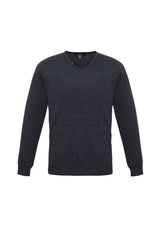 Men's Milano Pullover in Charcoal, 5XL, featuring V-neck design and ribbed side panels for comfort and style.