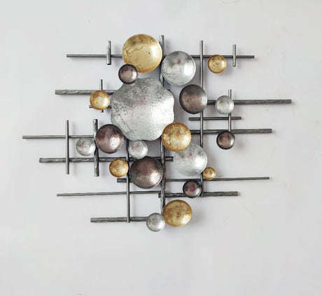 Contemporary 75cm wall art featuring geometric bars and discs, perfect for enhancing modern and industrial spaces.