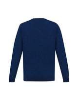 Mens Roma Pullover in vibrant French Blue, providing style and comfort in a classic fit with V-neck design. Size L.