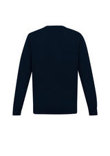 Men's navy pullover in size XS, featuring V-neck design, cozy Merino wool blend, and relaxed fit for versatile style.