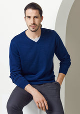 Men's Roma Pullover in Black, Size 2XL, featuring Merino Wool blend, V-neck, and relaxed ribbed cuffs for stylish comfort.