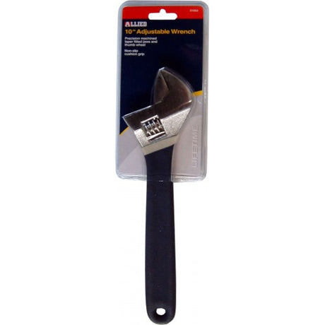 Adjustable Wrench-Allied #51053, 10", chrome plated high carbon steel with precision thumb wheel for easy adjustments and durability.