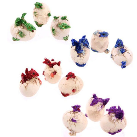 A vibrant set of 12 assorted baby dragon eggs, perfect for imaginative play and storytelling adventures.