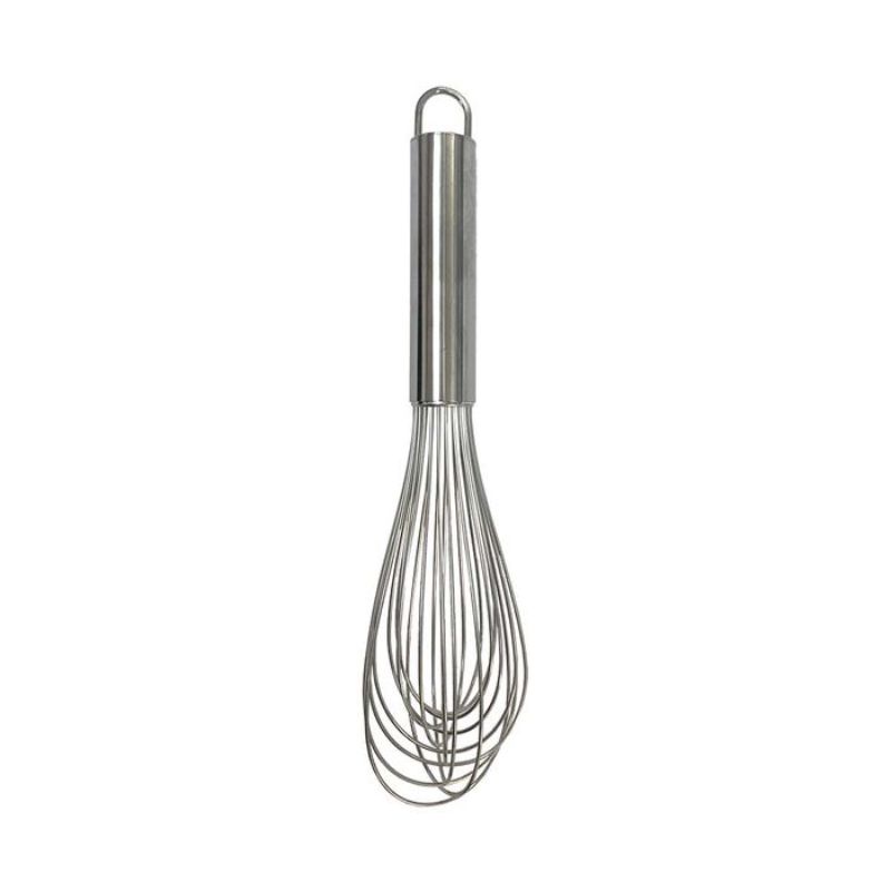 Stainless steel 35cm whisk with 24 wires, perfect for whipping, beating, and blending in the kitchen.