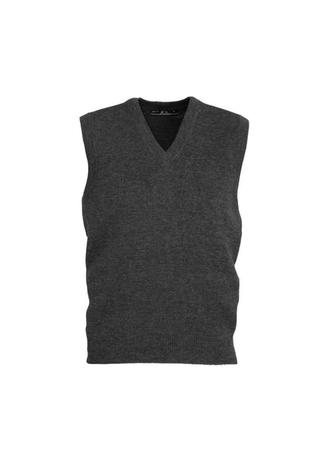 Mens Woolmix Vest in Charcoal Marle, size S, featuring a soft wool-acrylic blend, perfect for layering or standalone wear.