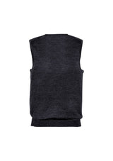 Charcoal Mens Milano Vest in 5XL, featuring V-neck design, ribbed sides, and soft wool-acrylic blend for comfort and style.