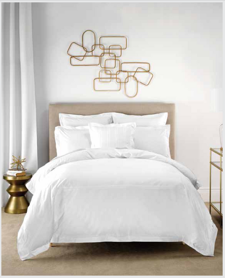 Super King Duvet Cover Set in Anneke White with ladder-lace embroidery, 300 thread count cotton percale for soft comfort.