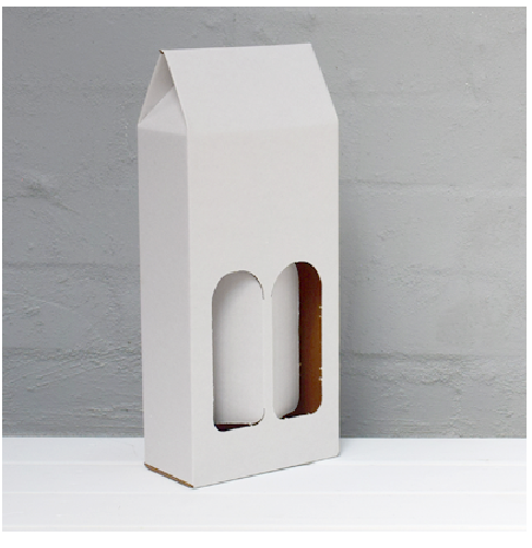 Elegant white double wine box carry bag, holds 2 bottles, ideal for transport or gifting, easy assembly, and flat storage.