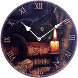Enchanted wall clock featuring mystical artwork by Lisa Parker, crafted from wood and ready to hang, 30cm diameter.