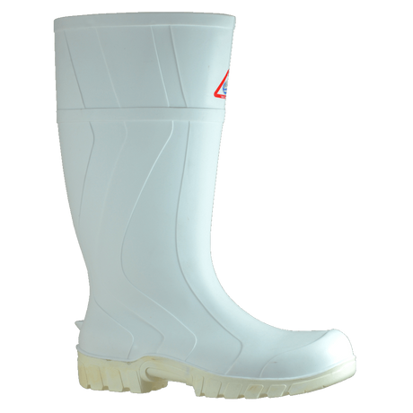 Bata Workmate Safety Boot in white, size 3; water-resistant, lightweight, acid/oil-resistant outsole for grip on rough terrains.