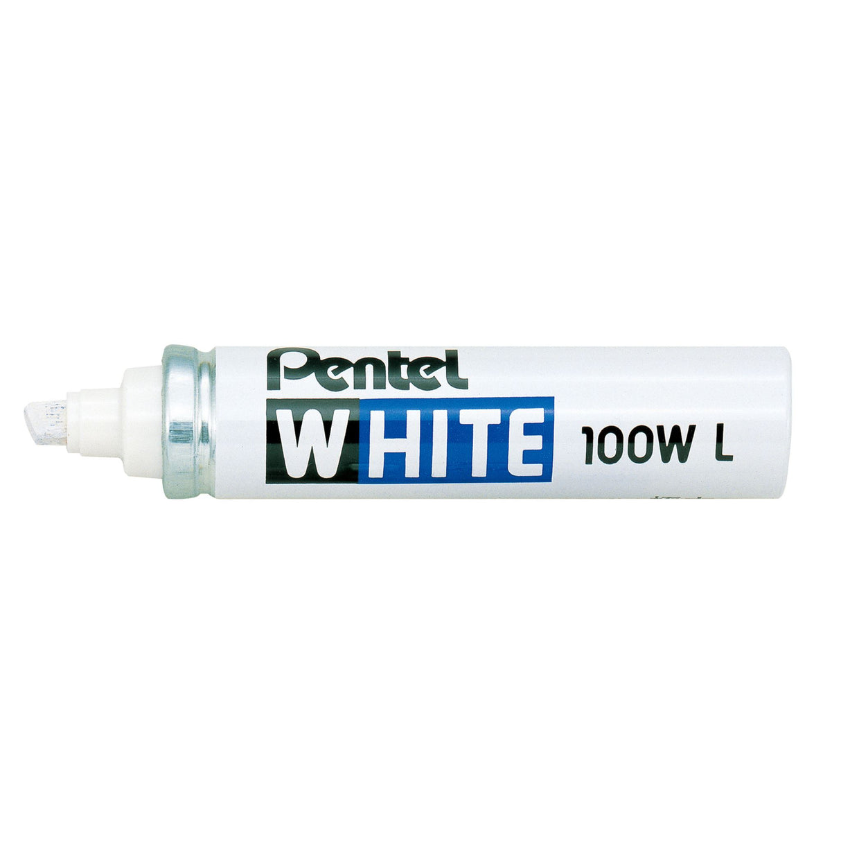 Pentel Permanent Marker with chisel tip, delivering quick-drying white ink for sharp lines on various surfaces.