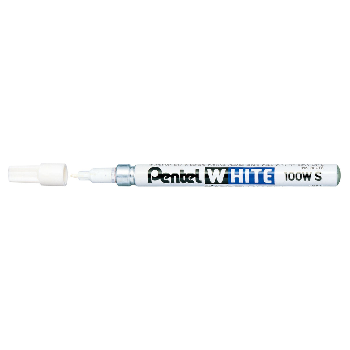 Pentel Perm Marker with 1.3mm fine bullet tip, ideal for precise marking on various surfaces with quick-drying white ink.