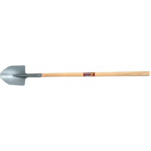 Durable 9-1/4" garden shovel with steel head, wooden handle, and Grey Hammertone finish, ideal for planting and landscaping tasks.