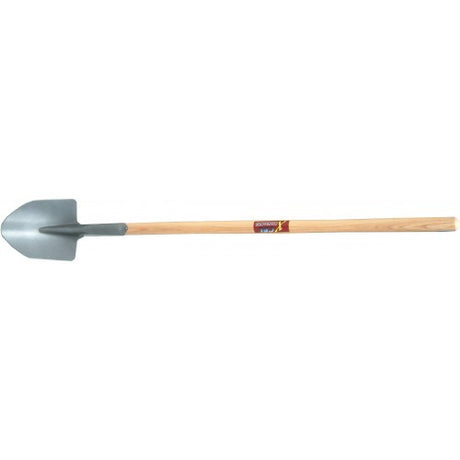 Durable 9-1/4" garden shovel with steel head, wooden handle, and Grey Hammertone finish, ideal for planting and landscaping tasks.