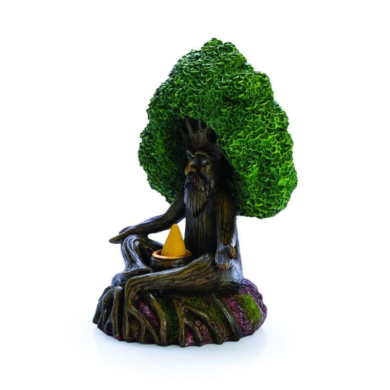 Intricately designed Old Man Tree backflow incense burner, creating enchanting smoke cascades for relaxation and ambiance.