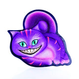 Whimsical Mad Cat Incense Burner, 14cm, features a curled cat shape with a grin, blue eyes, and textured purple fur for home decor.