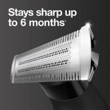 Replacement blade for Braun Series X XT10 in black, featuring 4D-Blade technology for precise, comfortable shaving.