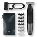 Braun Series X XT5200 Wet & Dry trimmer in black/grey metal with 6 attachments for easy, precise grooming.