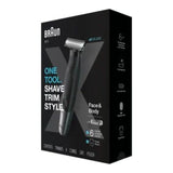 Braun Series X XT5200 Wet & Dry trimmer in black/grey metal, featuring 6 attachments for versatile grooming and precision.