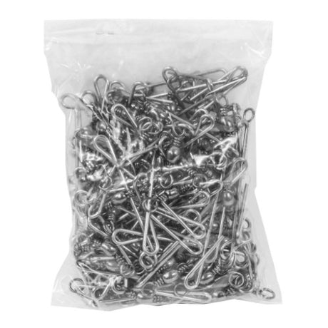 Bulk pack of 100 durable set line clips for easy, one-handed attachment of fishing traces to main line. Ideal for all anglers.