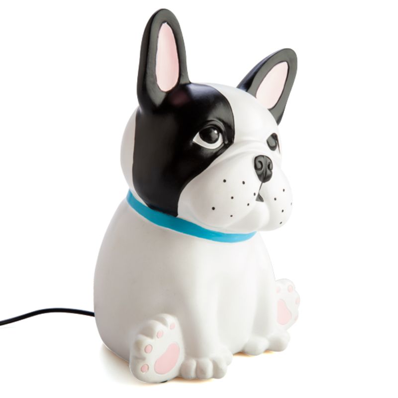 Cute French Bulldog table lamp (18cm) with LED light, perfect for decor and safe for children, great for any room.