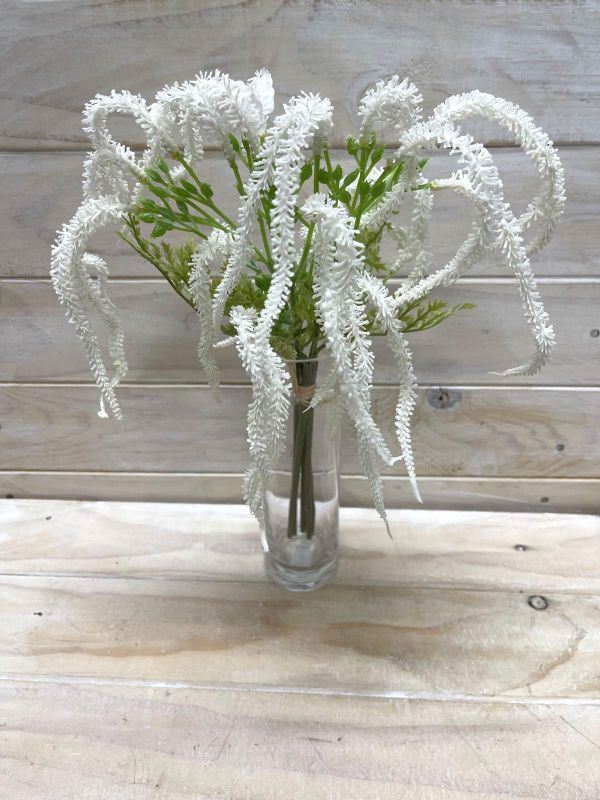 White artificial astilbe bundle featuring realistic blooms, perfect for elegant home decor and versatile arrangements.