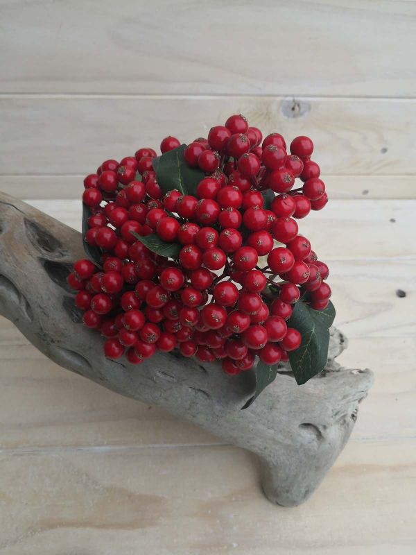 Vibrant red artificial berry bunch, perfect for colorful home decor and floral arrangements without maintenance.