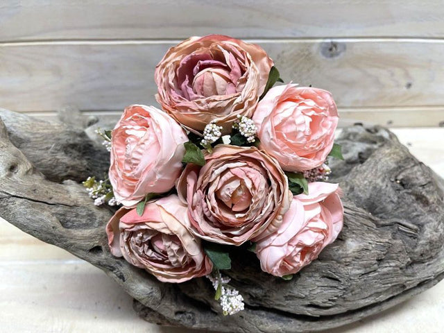 Stylish artificial TT pink rose posies with six lifelike flowers, perfect for enhancing home decor without maintenance.