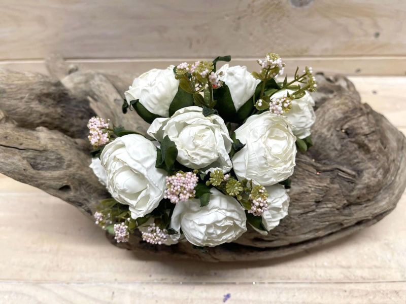 Elegant white artificial rose bundle with a realistic dry look, perfect for home decor, weddings, or DIY projects.