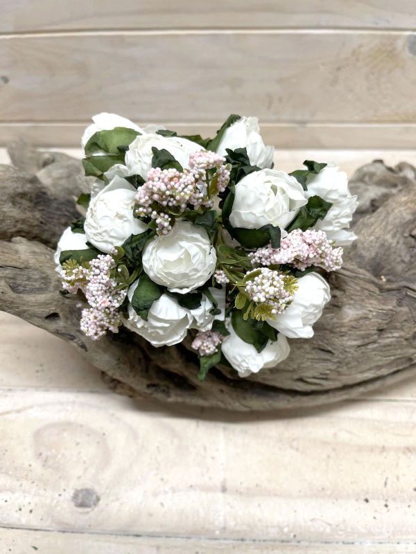 Elegant white artificial rose bud bundle for timeless home decor, weddings, and special occasions without watering.