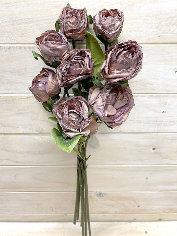 Artificial Coffee rose stem bundle showcasing elegant, maintenance-free faux flowers for stylish home and event decor.